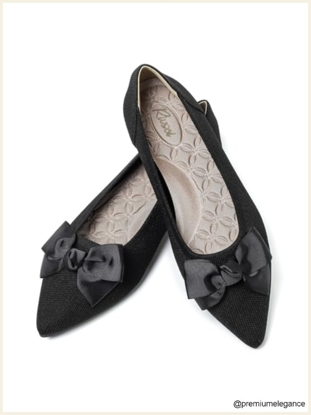 Pointed Toe Ballet Flats for Women with Bow Memory Foam Flexible Knit